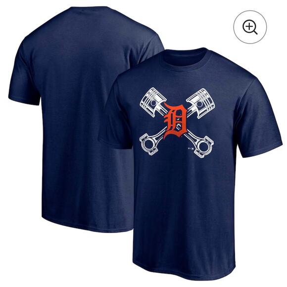 Fanatics Men’s Detroit Tigers Crossed Pistons Navy Graphic T-Shirt Tee - size L - Picture 1 of 7